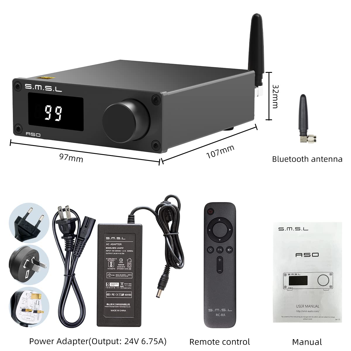 S.M.S.L A50 Masaüstü Hi-Fi Dijital Amplifikatör, 2 * 100 W Çıkış